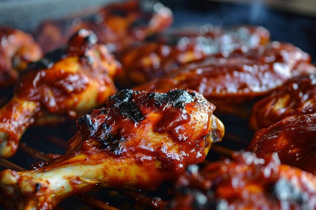 Foto prato de pedaços de frango grelhado com molho de tomate no topo