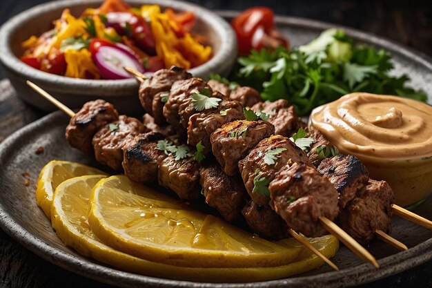 Foto prato de seekh kebabs com chipotle aioli