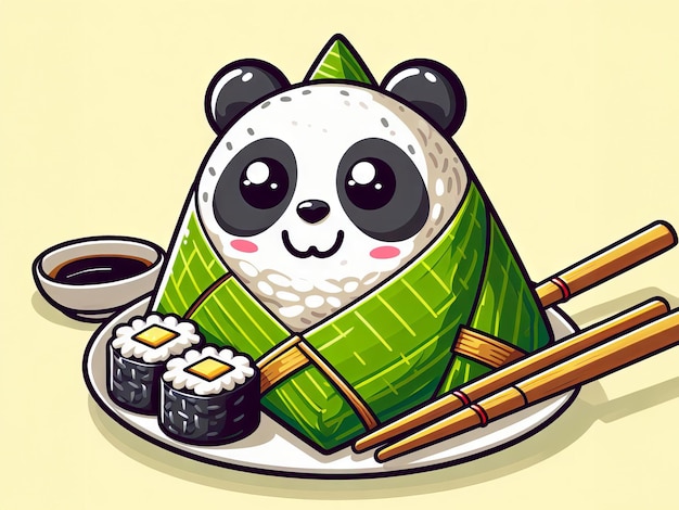 Foto prato de sushi de panda