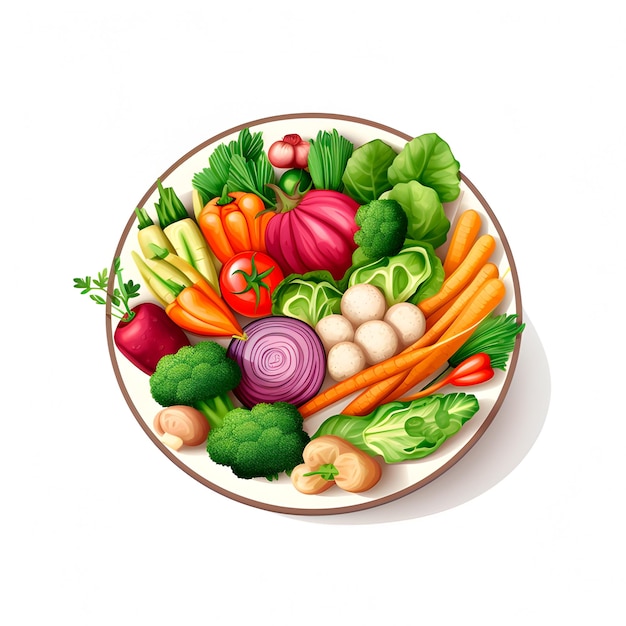 Foto prato de vegetais frescos animados