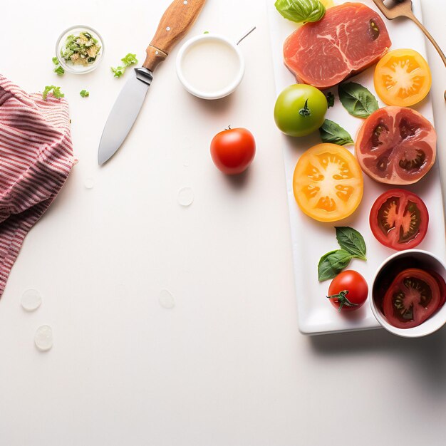 Prato delicioso e fresco de comida com tomates suculentos IA generativa