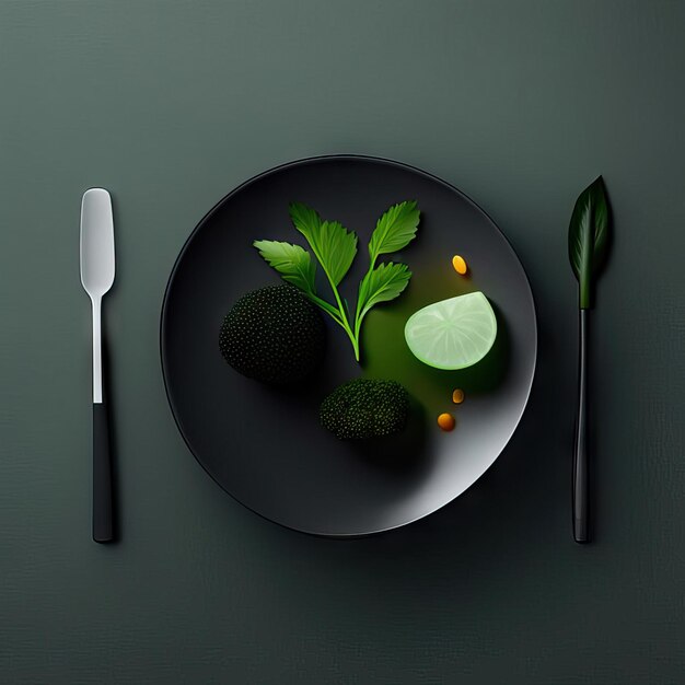 Foto prato minimalista de comida vegana