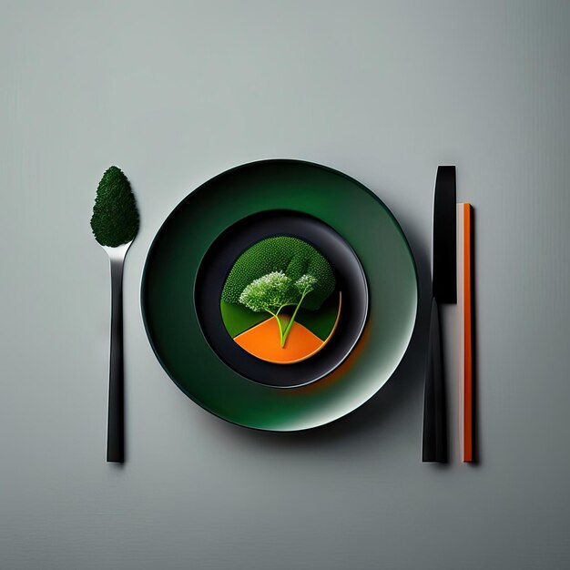 Prato minimalista de comida vegana