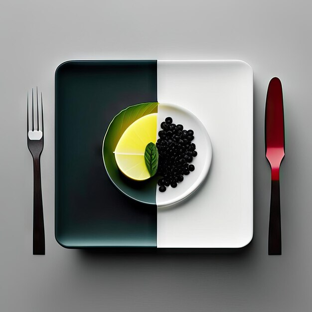Foto prato minimalista de comida vegana