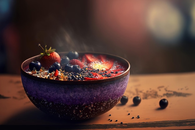 Prato popular da culinária brasileira de tigela de açaí