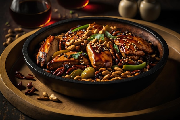 Prato popular da culinária chinesa Kung Pao Chicken