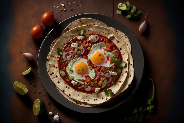 Prato popular da culinária mexicana de Huevos rancheros