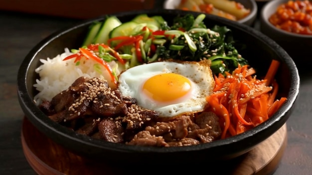 Prato Tradicional Coreano Bibimbap_ Arroz com Legumes e Carne