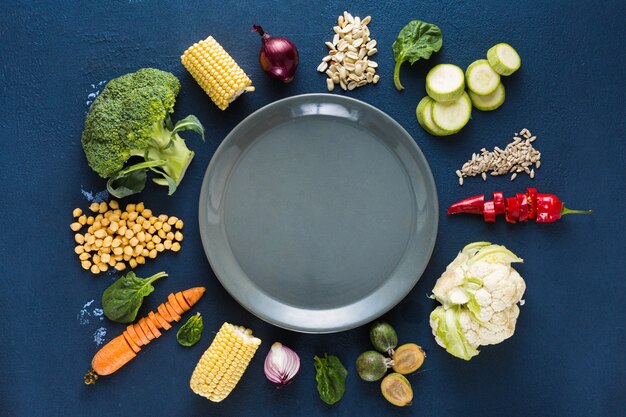 Foto prato vazio com comida vegetariana.