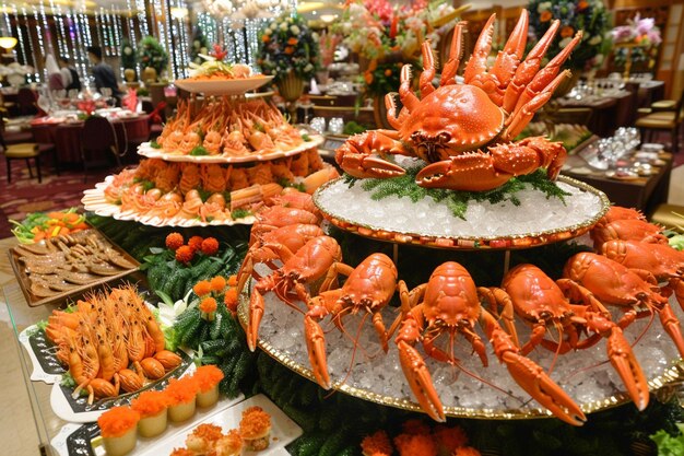 Pratos de caranguejo extravagância extravagante celebração de frutos do mar