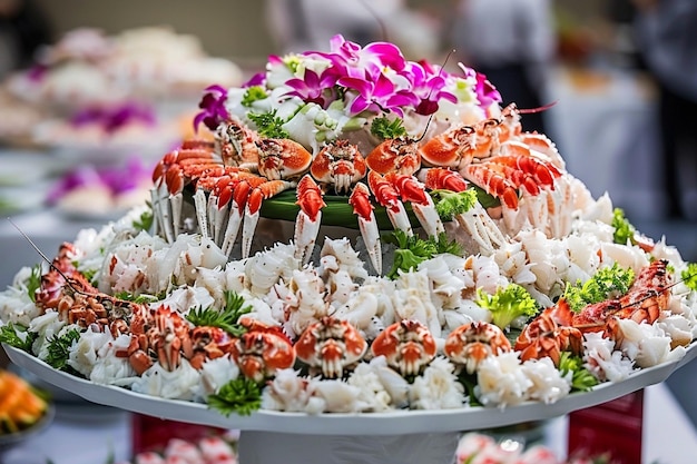 Pratos de caranguejo extravagância extravagante celebração de frutos do mar