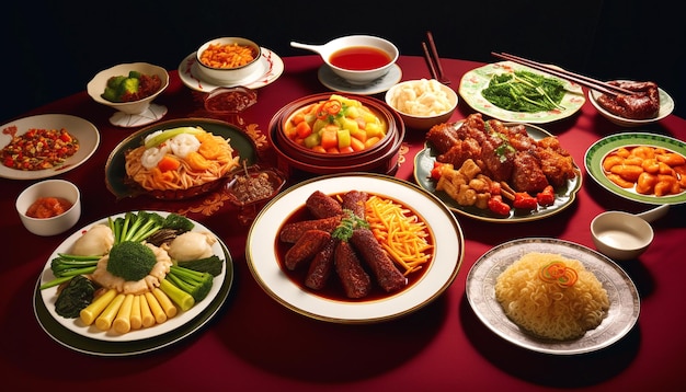 Foto pratos deliciosos do ramadan para a festa do iftar com vários alimentos e lanterna islâmica