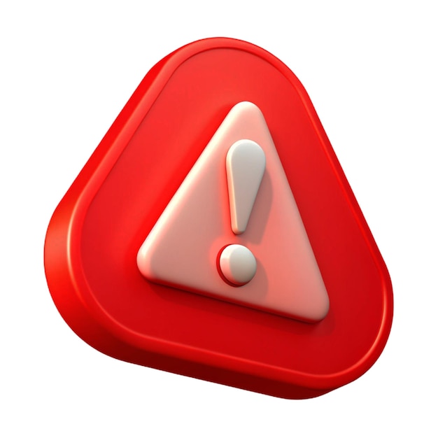 precaución icona 3d escudo de plástico rojo con un triángulo rojo en él