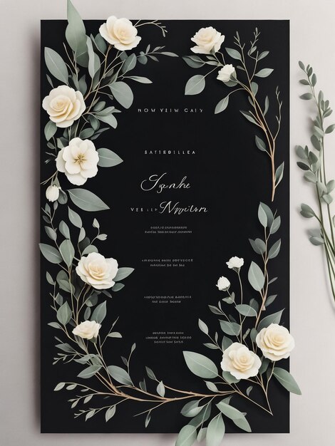 Foto preciosa y elegante plantilla de tarjeta de invitación floral para bodas