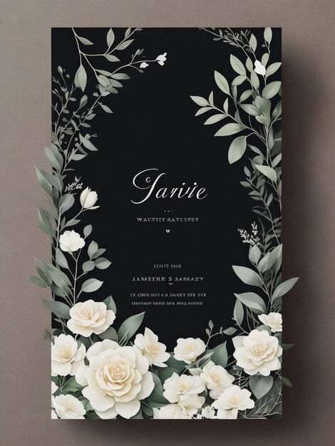 Foto preciosa y elegante plantilla de tarjeta de invitación floral para bodas