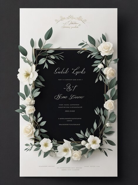 Foto preciosa y elegante plantilla de tarjeta de invitación floral para bodas