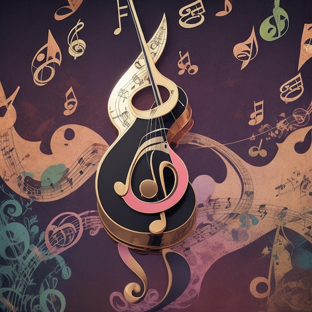 Precioso fondo de notas musicales con copyspace