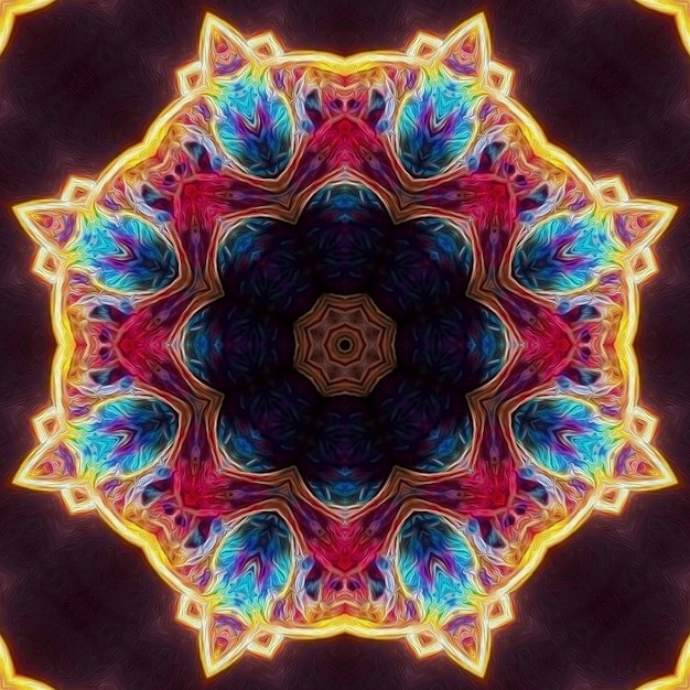 Precioso mandala pintado a mano con detalle de pintura acrílica