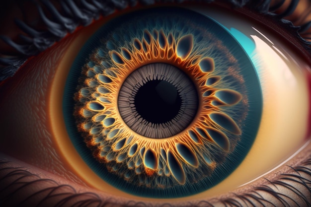 Precioso primer plano de un ojo humano Fotografía macroscópica