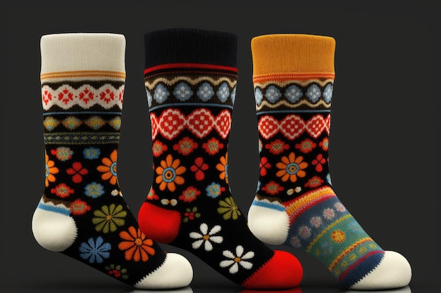 Preciosos calcetines infantiles con estampados para decorar ropa creados con ai generativo