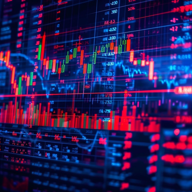 Precisão de negociação Gráfico digital do mercado de ações e gráfico de velas para análise Para postagens de mídia social