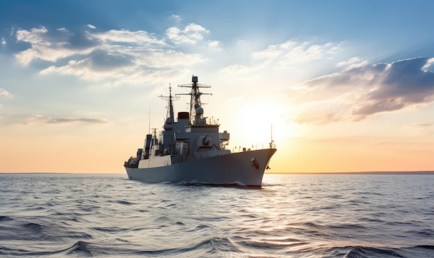 Con precisión, el crucero militar navegó por el mar tranquilo Creando usando herramientas generativas de IA