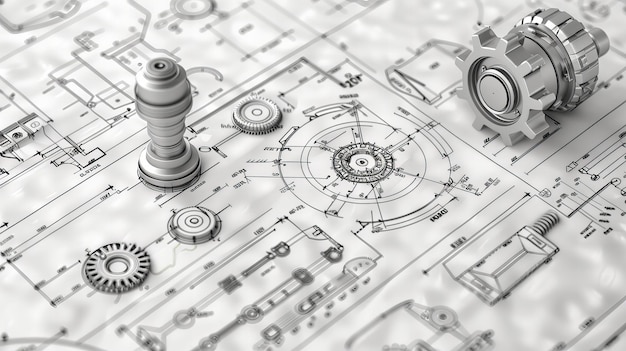 Precisión y detalle de dibujos técnicos de ingeniería en diseño industrial y construcción de máquinas