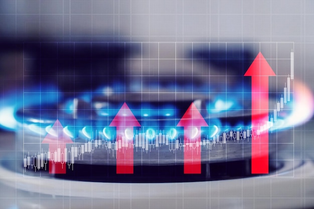 Preço do gás natural cresce conceito abstrato em aumentos de preço do gás