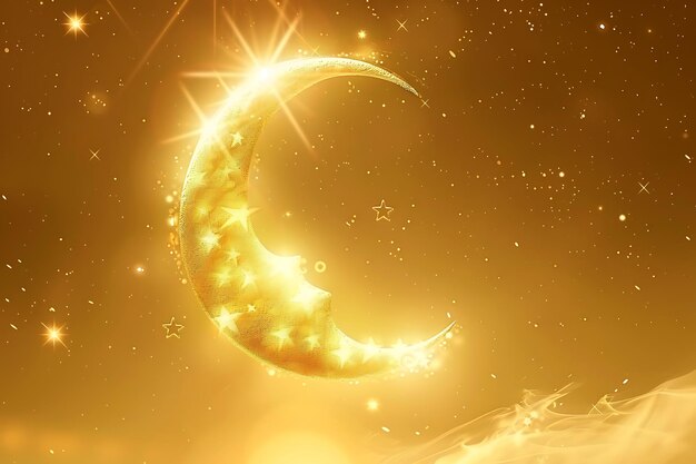 Foto preço islâmico lua e estrela fundo dourado