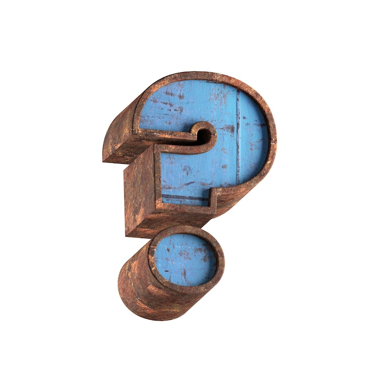Foto pregunta símbolo 3d metal oxidado textura carácter