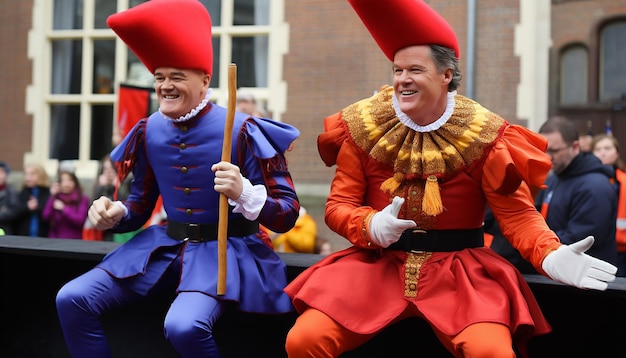 Premier Rutte als Sinterklaas und Geert Wilders als schwarze Piet