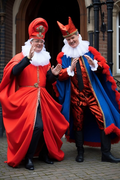 Foto premierminister rutte als sinterklaas und geert wilders als black pete