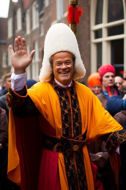 Foto premierminister rutte als sinterklaas und geert wilders als black pete