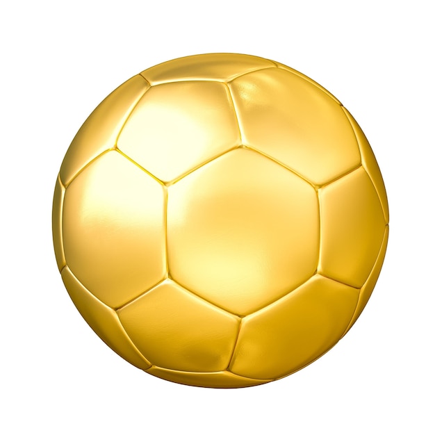 Premio de la copa de fútbol concepto de oro bola de fútbol dorada aislada sobre fondo blanco