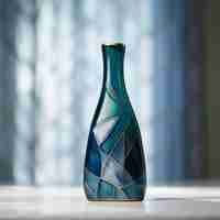 Foto prêmio de minimalismo vaso de forma de televisão com design de aquamarina escura e ouro