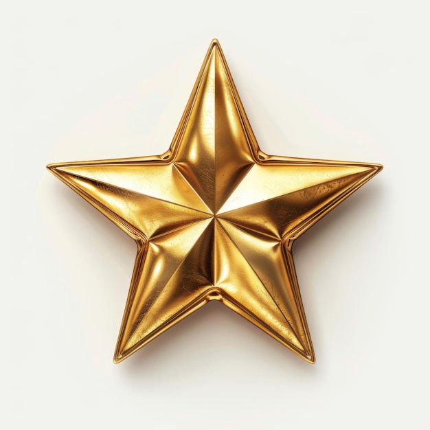 Foto el premio de la estrella dorada brillante aislado sobre un fondo gris