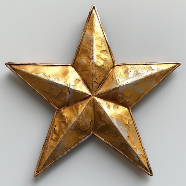 El premio de la estrella dorada brillante aislado sobre un fondo gris