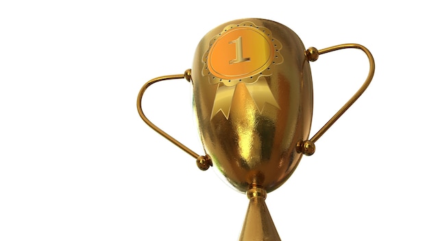 Premio de ilustración 3D, trofeo aislado sobre fondo naranja