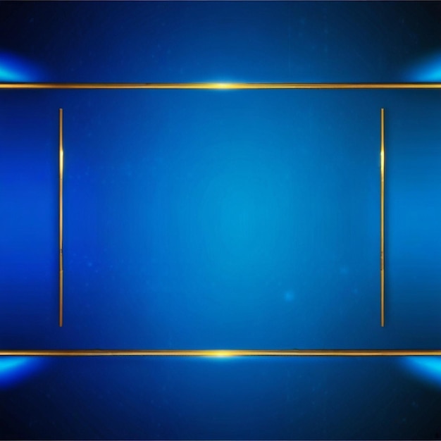 Premio de lujo por el fondo azul de neón dorado cuadrado brillante