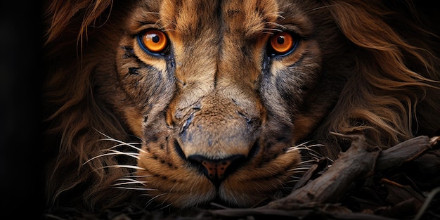 Foto premios de fotografía ganadores de un par de ojos anchos temerosos que reflejan un león dentro de ellos
