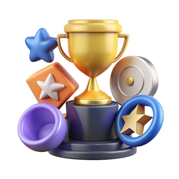 Premios icono conjunto copa premio premio trofeo de oro estrellas y copas UI insignias de logro