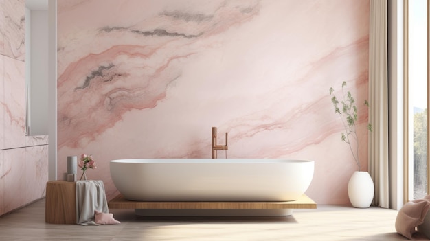 Premium-Badezimmerdesign aus pastellrosa Marmor