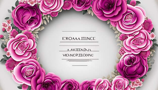Premium Blumenkrans Hochzeits-Einladungsvorlage Moderne Elegante Magenta-Blüten