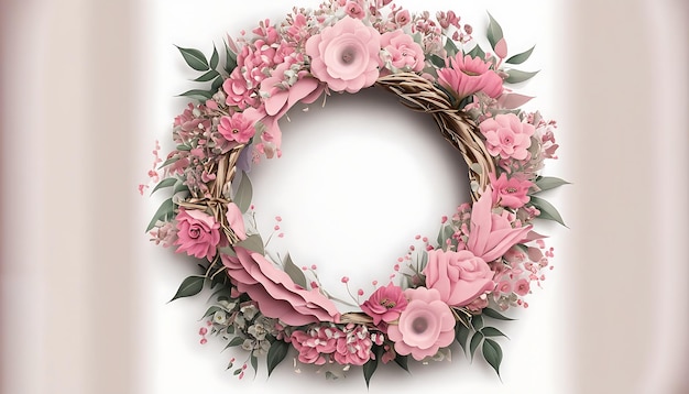 Premium Blumenkrans Hochzeits-Einladungsvorlage Moderne Elegante rosa Blumen
