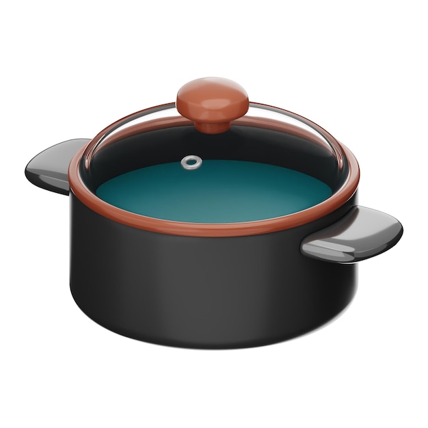 Premium chef y cocina stewpot icon 3d rendering sobre fondo aislado