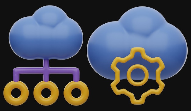 Premium Cloud Data Technology 3D-Symbol auf isoliertem Hintergrund