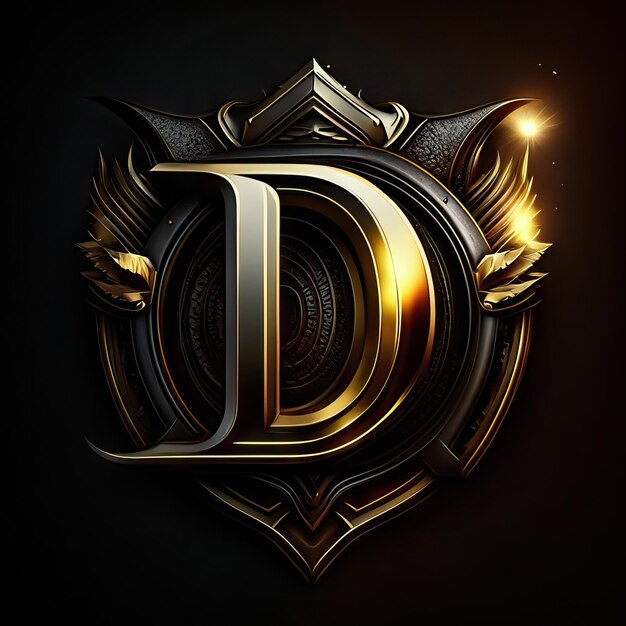Premium-D-Logo mit goldenen Akzenten Generative KI