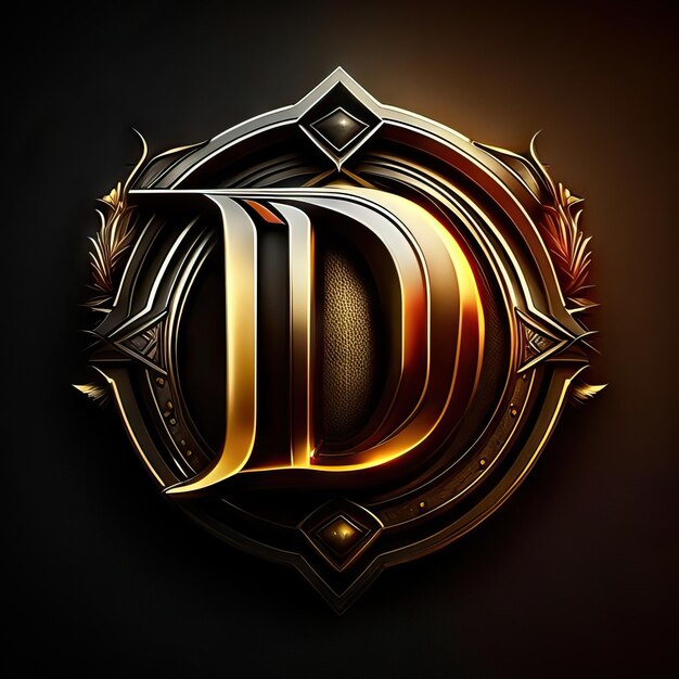 Premium-D-Logo mit goldenen Akzenten. Generative KI