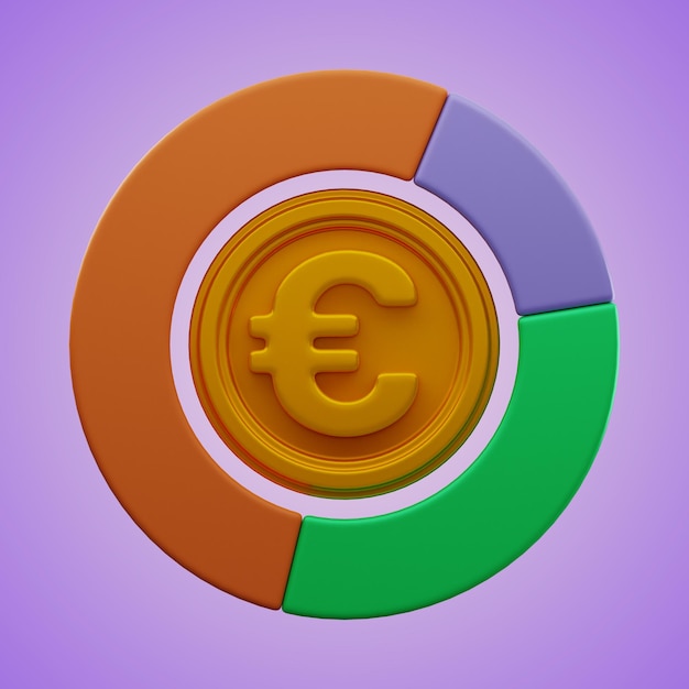 Premium-Diagramm-Grafik-Münzen-Geld-Finanzkarikatur 3D-Symbol-Rendering auf isoliertem Hintergrund