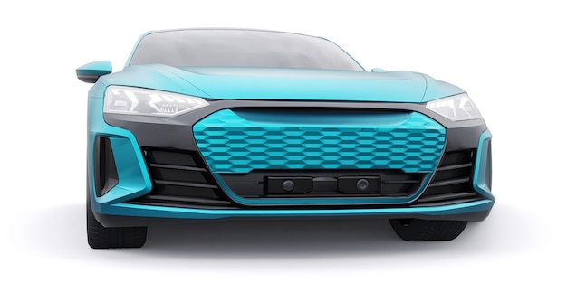 Premium elektrische Sportlimousine Auto isoliert auf weißem Hintergrund 3D-Rendering